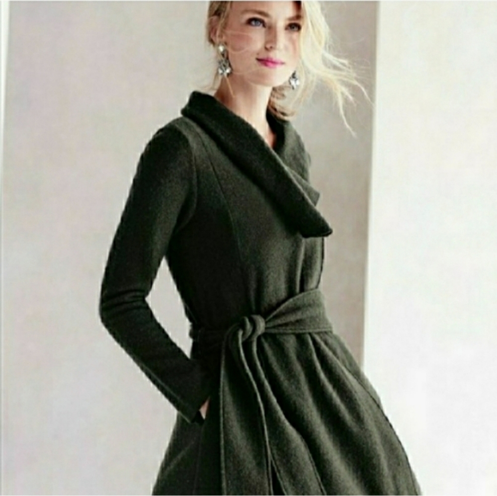 Anthro Sparrow Green Belted Wool Sweater Cardigan
